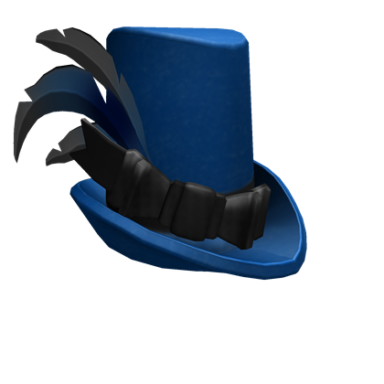 Black Feathered Blue Top Hat