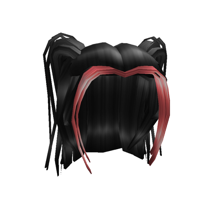 Black Half-Up Pigtails w Red Strands