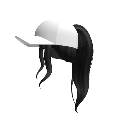 Black High Pony w/ White Baseball Cap